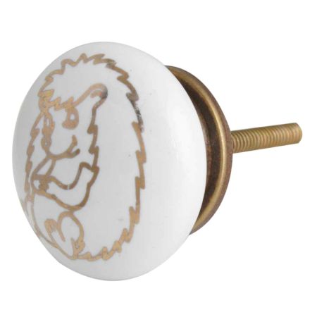 Golden Hedgehog Pattern Ceramic Dresser Knobs